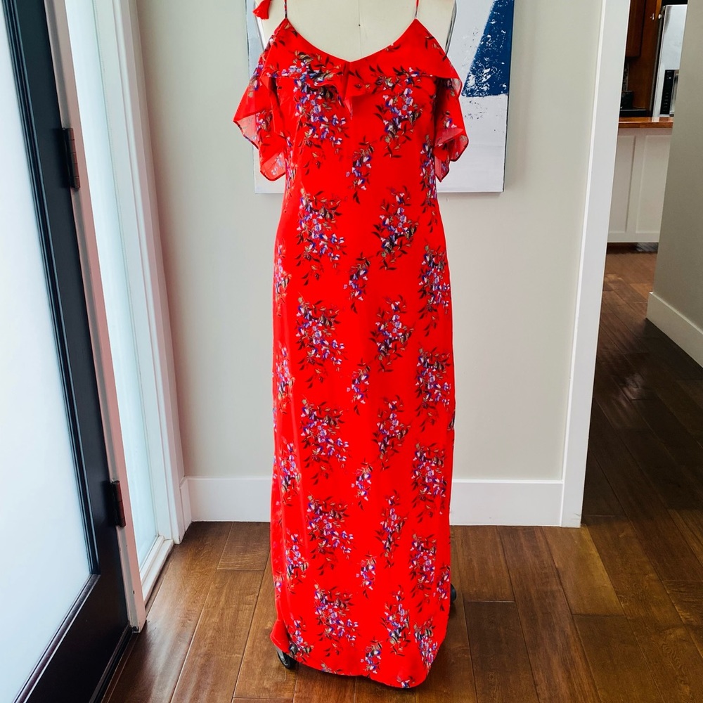 Red Floral Off the Shoulder Greylin Maxi Dreas